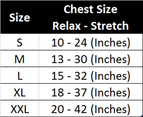 Slim N Lift Slimming Vest Size Chart