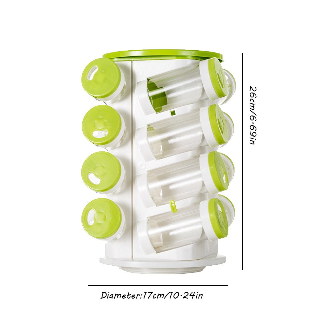 16 In 1 Spice Rack With Cutlery Holder Compact Rotating Revolving Condiments Jars Shelf Organizer