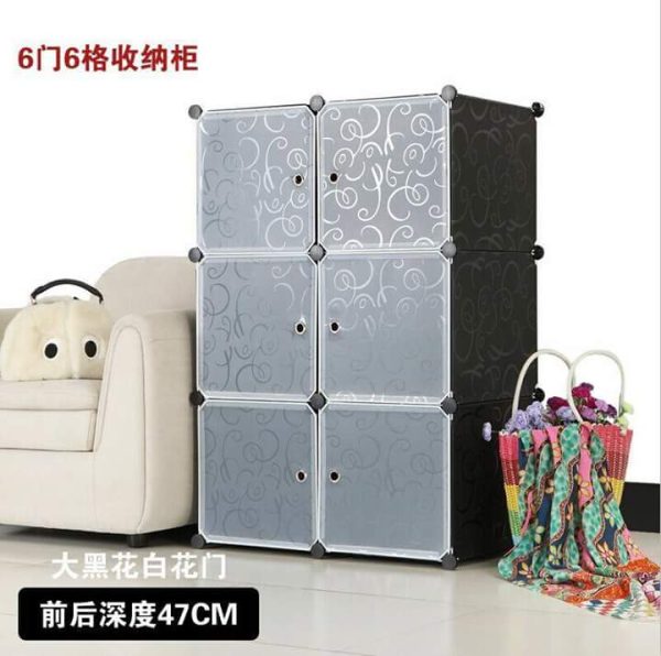DIY 6 Cubes Interlocking Storage Cabinet – Black