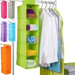 Alternative view of 5-Shelf Fabric Hanging Wardrobe Closet Storage Organizer Cloth Bag Foldable