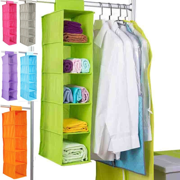 5-Shelf Fabric Hanging Wardrobe Closet Storage