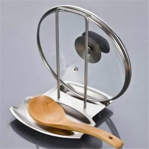 Stainless Steel Pan Pot Rack Cover Lid Rest Stand Spoon Sponge Holder Shelf