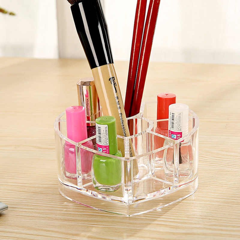 Cosmetic Organizer Acrylic Heart Shaped With 8 Grids Store