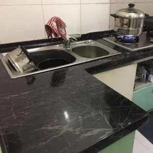 Alternative view of Self Adhesive Black & White Marble Sheet for Kitchen | Anti Oil & Heat Resistant