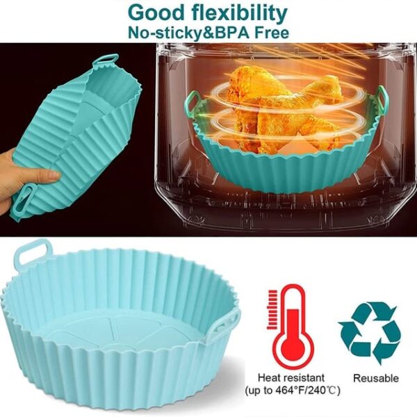 Pack of 2 Reusable Silicone Air Fryer Liners – Non-Stick, Heat-Resistant, Easy to Clean - Image 3