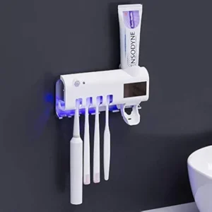 Family maintaining oral hygiene with Ultra-Violet Toothbrush Sterilizer