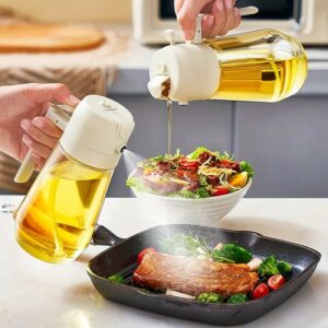 2-in-1 Glass Oil Spray Bottle & Dispenser - Best Kitchen Tool for Oil Control