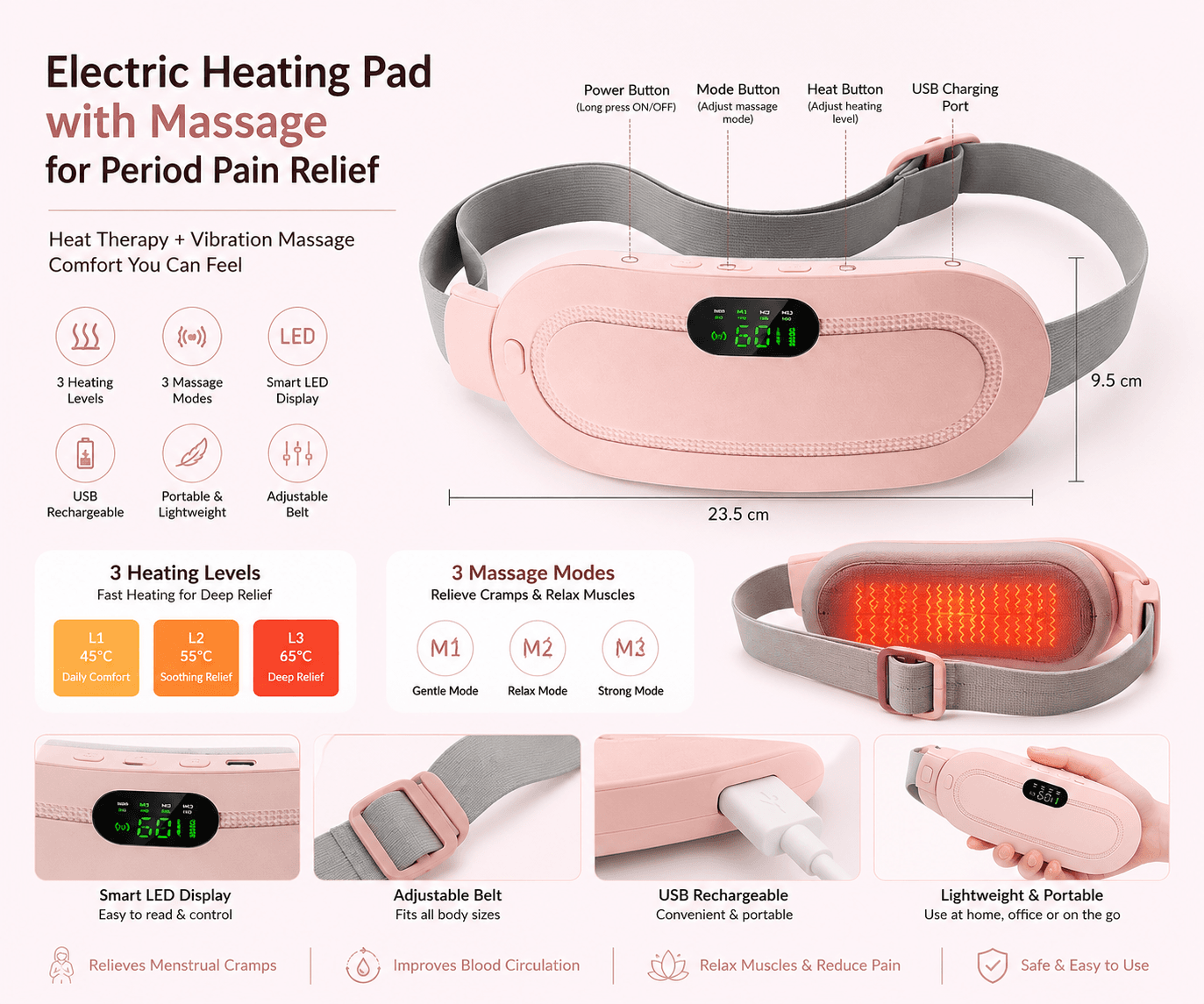 Electric Heating Pad with Massage for Period Pain Relief 2 Electric Heating Pad with Massage for Period Pain Relief-best4buy.pk